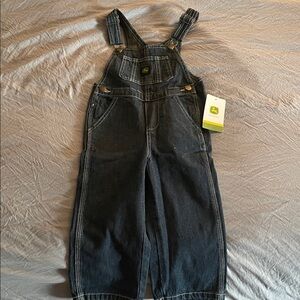 John Deere Black Kids Denim Overalls 3T